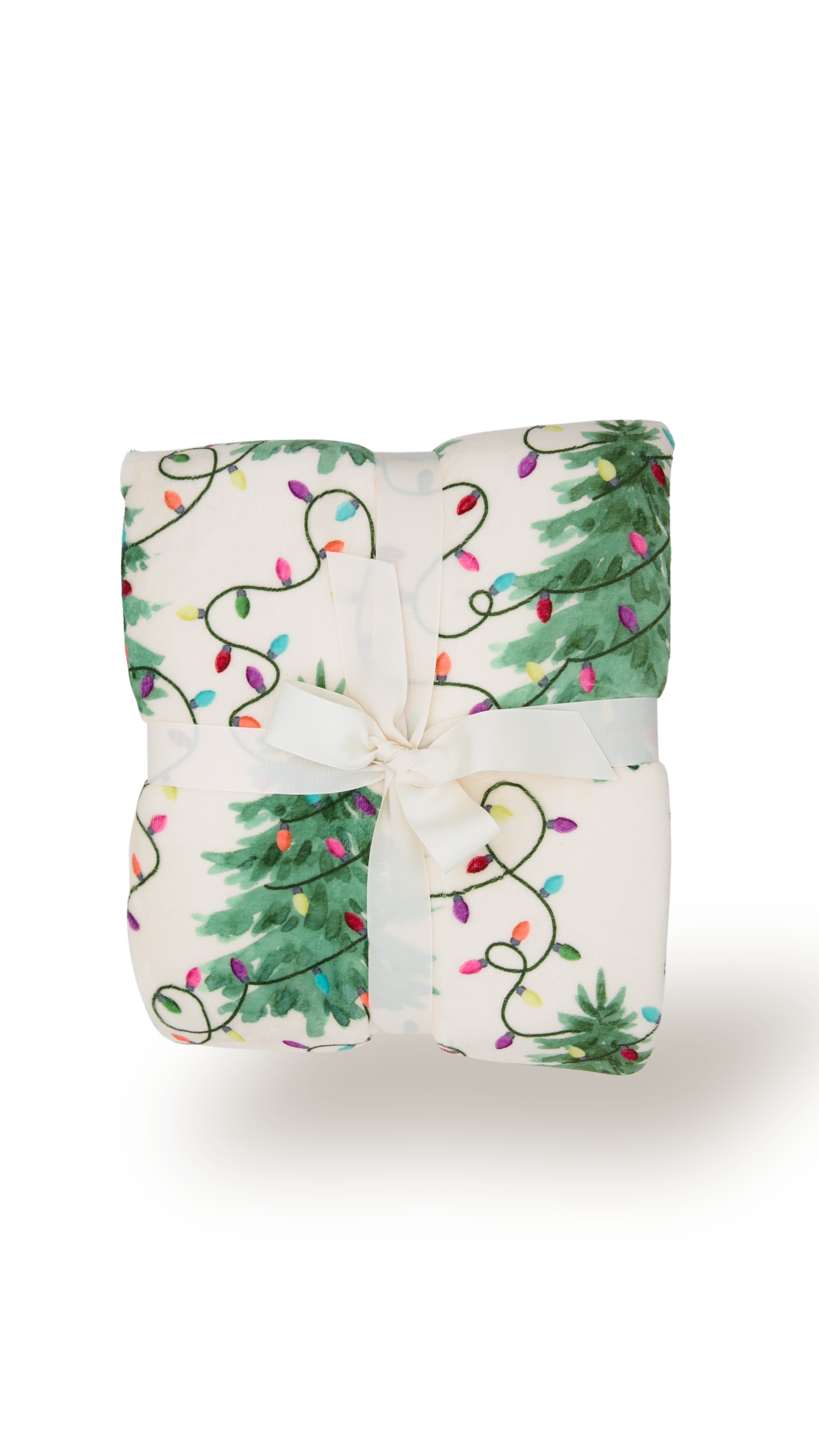 Twinkling Trees | Flannel Sherpa Throw Blanket