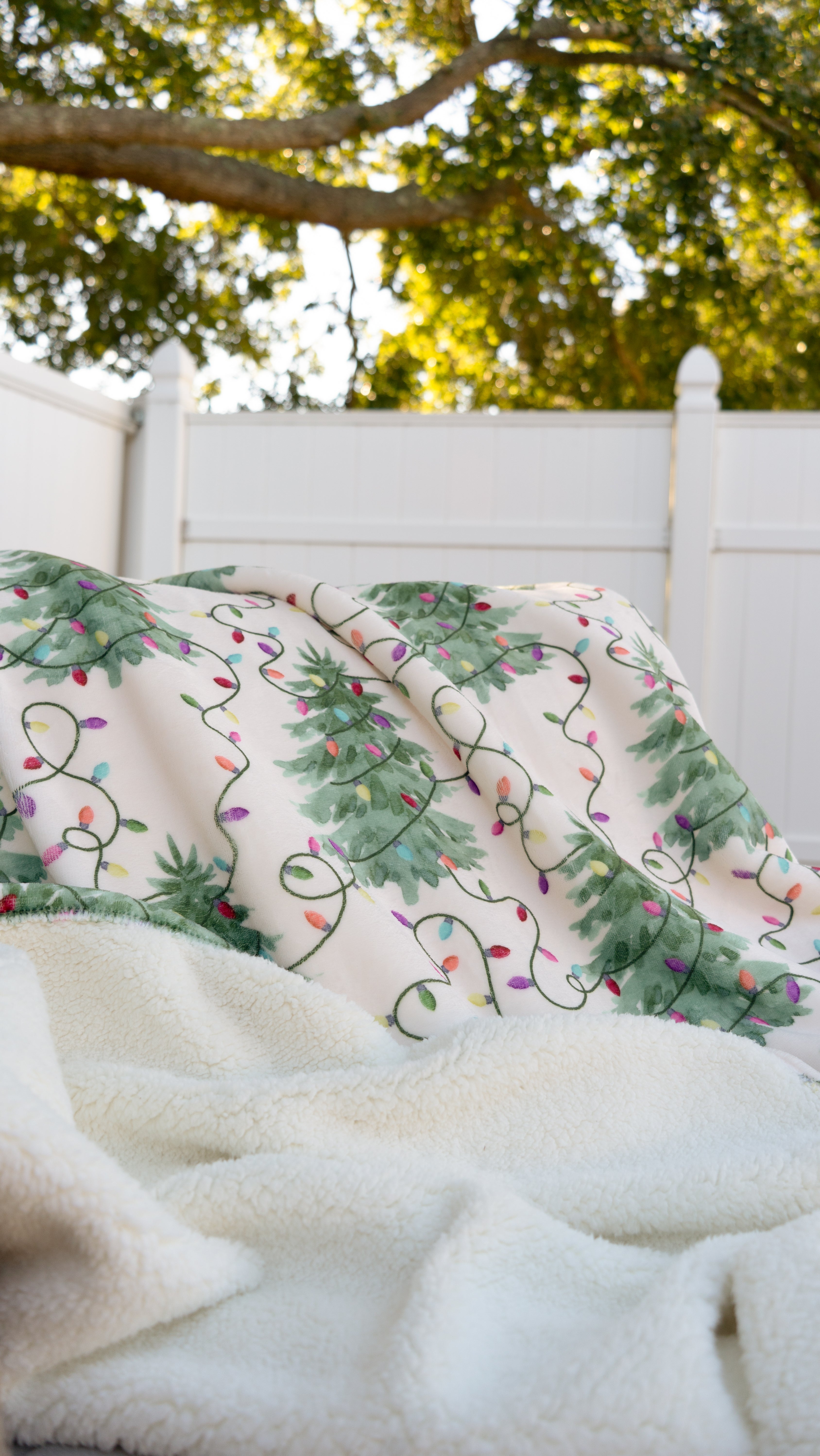 Twinkling Trees | Flannel Sherpa Throw Blanket