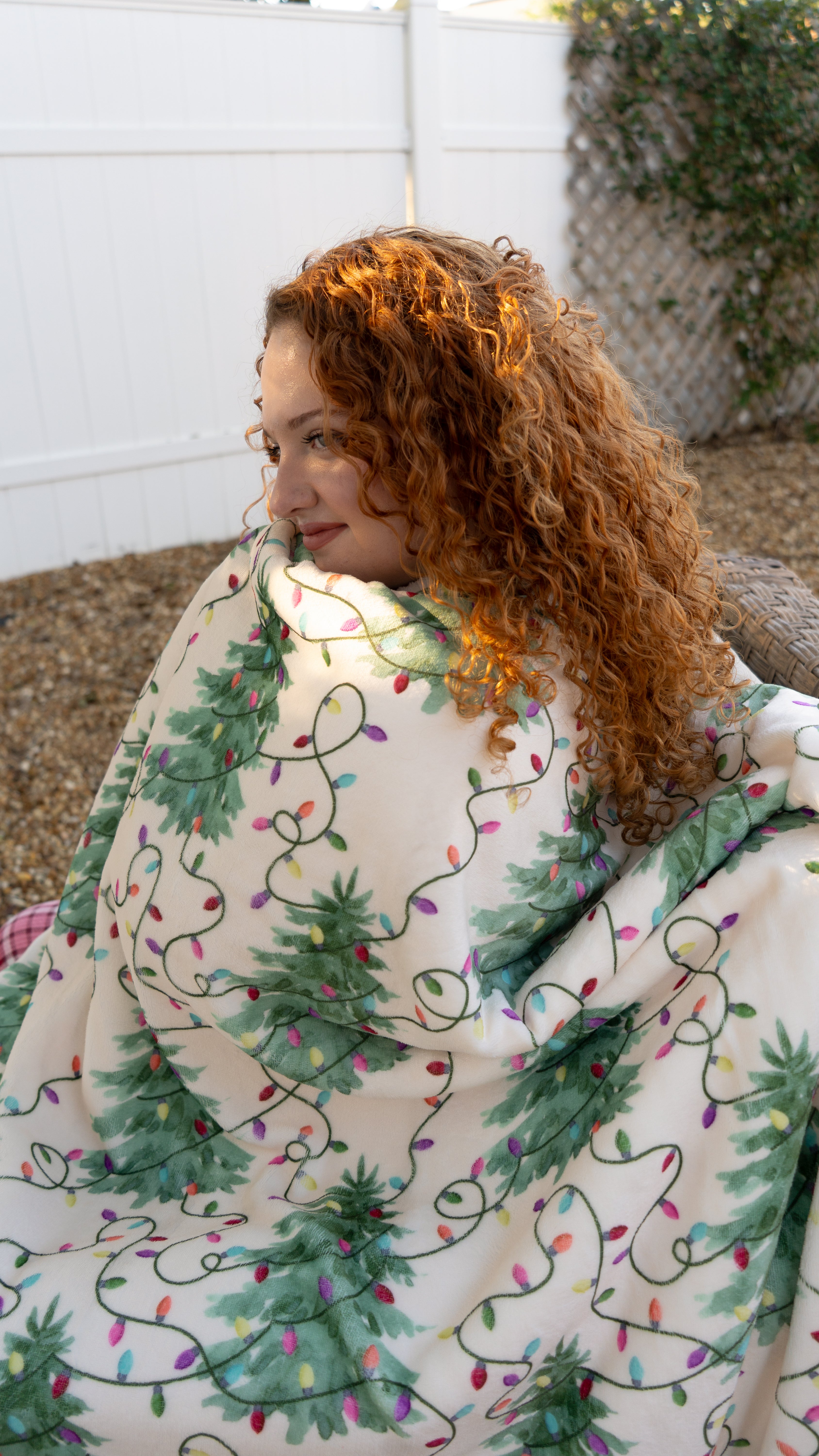 Twinkling Trees | Flannel Sherpa Throw Blanket